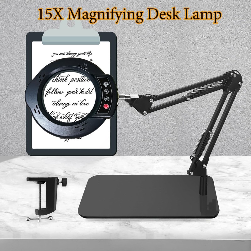 15X Magnifying Glass Desk Lamp, LED Desk Lamp with Base