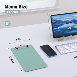 Macroclo 2 Pack Small Clipboards, A5 Plastic Mini Deep Green Clip Board for Classroom, Students, Kid, Size 6" x 9" with Low Profile Clip, Office & School Supply