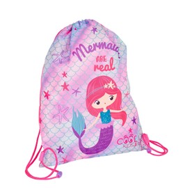 PERLETTI Unicorn Mermaid Gym Bag for Children - Shoes Sports Bag Pink Silver for Little Girls - Shoe Bag Sports Bag for Nursery Primary School Sports Travel - 39 x 31 cm, mermaid