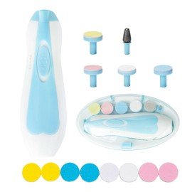 Electric Nail File Baby, 21 in 1 Baby Nail Clippers Set, Baby Nail Clippers with LED Light, Additional 13 Replacement Parts, Baby Nail Care Tools, Suitable for Newborns Children and Adults, Blue