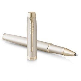 PARKER IM Monochrome Rollerball Pen | Black Ink | Champagne Surface and Trims | Fine Tip | Gift Box