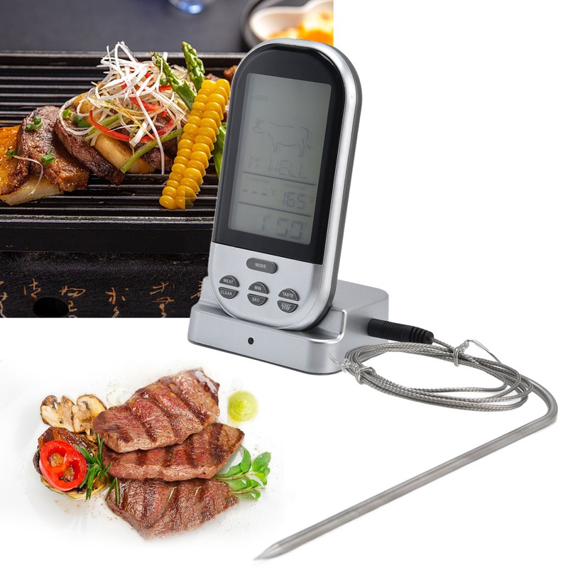 Wireless Thermometer Timer Overtime Alarm Function Practical Temperature Meter for