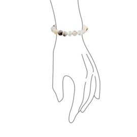 Natural Color Gray Agate Translucent Gemstone Round Bead Ball 8MM Stacking Stretch Bracelet For Women Men Teen Unisex