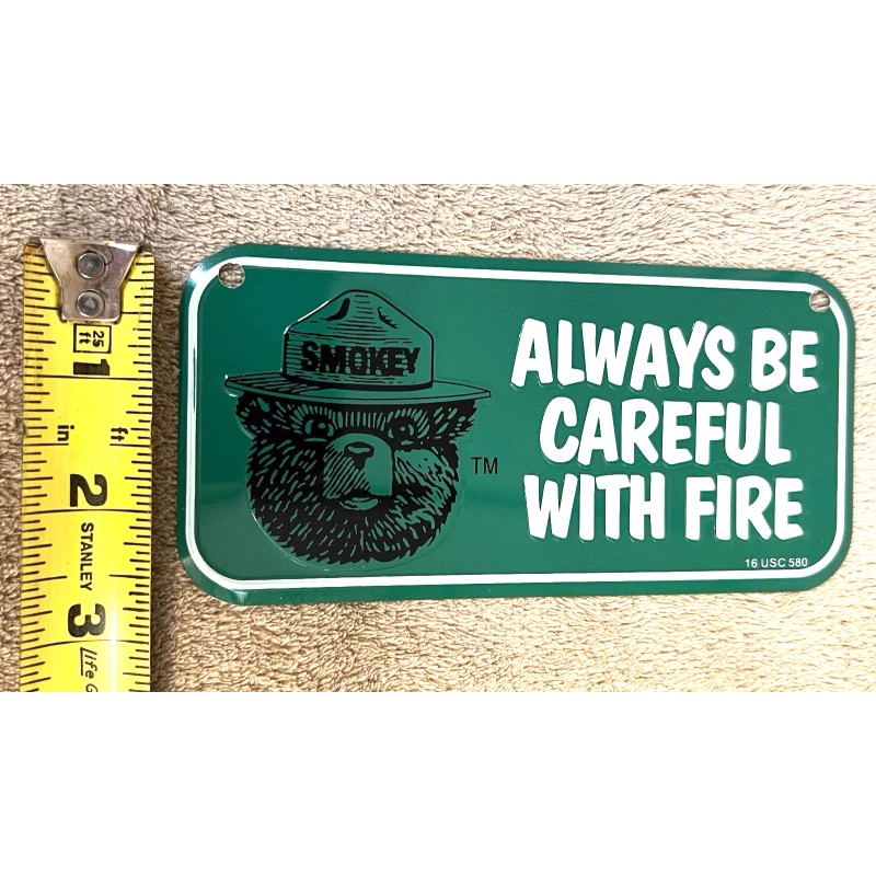 Smokey the Bear Bike License Plate GREEN Only You Can