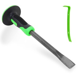Brave Bagpipes Flat Chisel with Shock Absorb Rubber Handle - Masonry Woodwork Tool - Complete with Prybar