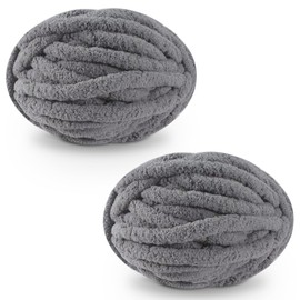 20mm Ultra Thick Chunky Knitting Yarn (250g×2 Pack) - Bulk Wool for Arm Knit Sweaters, Chunky Blankets & Cozy Home Decor (Dark Grey)