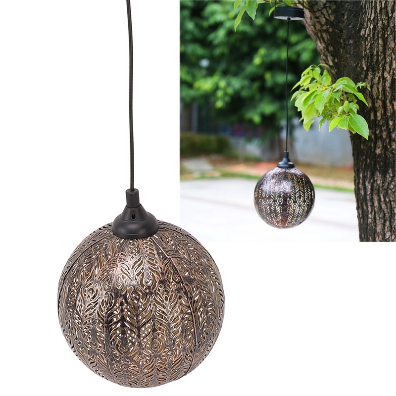 5.9in Solar Lantern Garden Garden LED Solar Hanging Lights Round