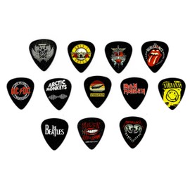 Generic Band Guitar Picks 12pcs Assorted Guitar Picks - Medium Thickness 0.71mm, Black