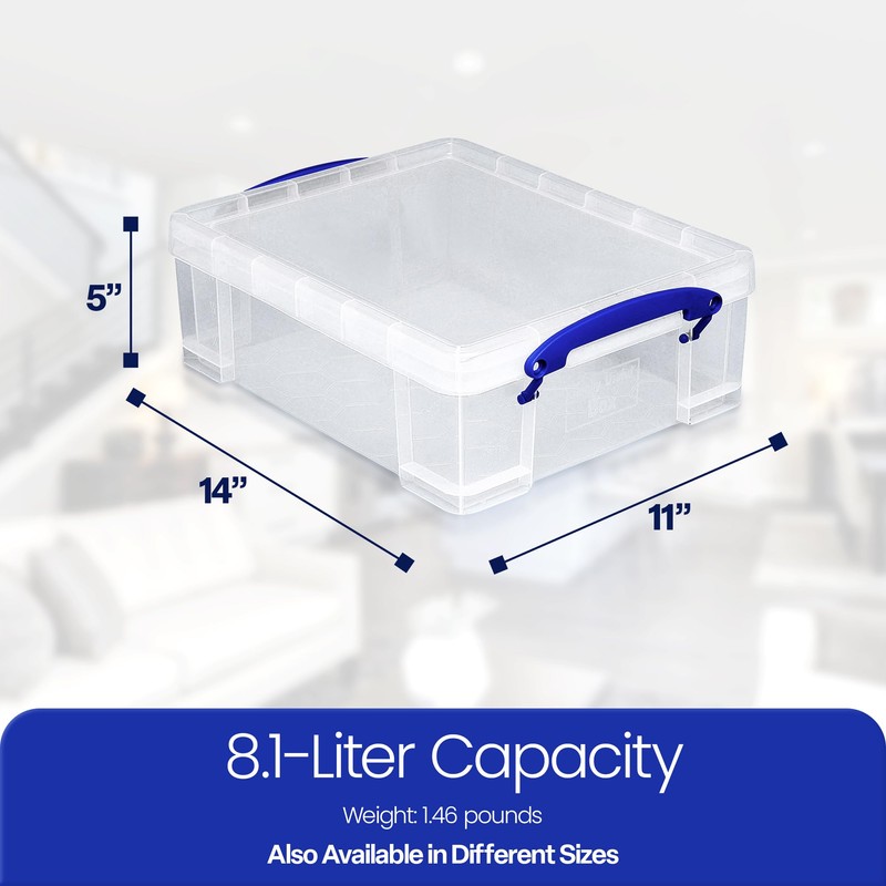 Really Useful Box Stackable 8.1 Liter Plastic Storage Container Bin