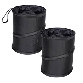 2 Pack Car Trash Bins, Mini Collapsible Car Garbage Can with Sticker, Hanging Car Trash Bag for Back Seat, Multipurpose Water Proof Bag Leak Proof Garbage Bin for Car(Size:6.30 x 7.87inch)