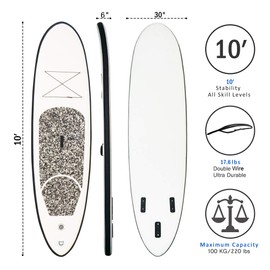 FEATH-R-LITE Inflatable Stand Up Paddle Board 10'x30''x6'' Ultra-Light (16.7lbs) SUP with Paddleboard Accessories,Three Fins,Adjustable Paddle, Pump,Backpack, Leash, Waterproof Phone Bag
