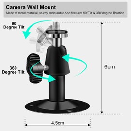 Camera Bracket Mount 6 Pcs Metal Outdoor Indoor Security Wall Mount for Oculus Sensor Arlo, Arlo Pro, CCTV Suvellicance System Metal Security Camera Bracket Mount Bracket 360° Rotation 1/4" Screw