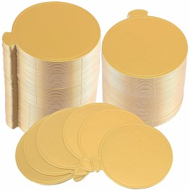 SEUNMUK SEUNMUK Golden Cardboard Mousse Cake Base - 400 Pcs, 3.5 Inch Round, Grease-Proof, Disposable
