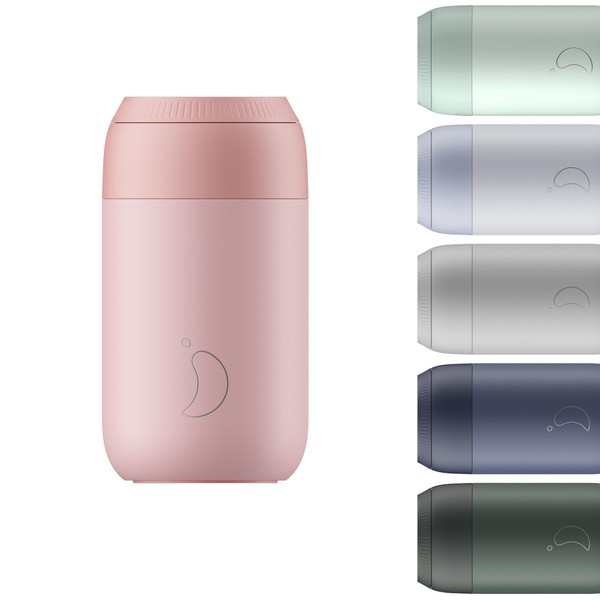Chilly's Series 2 Coffee Cup - Tight Seal, No Sweating - BPA-Free Stainless Steel - Reusable - Double Walled, Vacuum Insulated - Blush Pink, 340ml