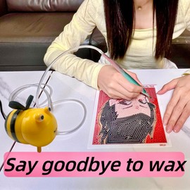 Maylmc Electric Diamond Painting Pen with Smart Vacuum Technology - Art Tool Kit with Adjustable Suction & Wax-Free Design, Vacuum Diamond Painting Pen（Cute Bee）