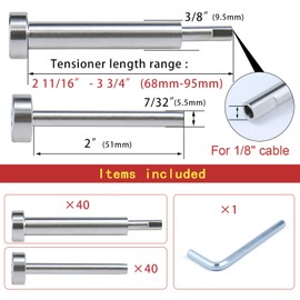 Muzata 40Pair Invisible Cable Railing kit 1/8" Swage Tensioner and Terminal Hidden T316 Stainless Steel for 2"x2" and 4"x4" Wood Metal Post Deck Stairs WoodHidden System CR26, CV1 CV2