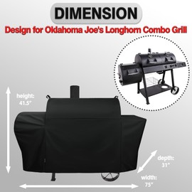 FEVERCOVER Grill Cover for Oklahoma Joe's Longhorn Combo Grill, Heavy Duty Waterproof Oklahoma Joe's Longhorn Combo Charcoal Gas Smoker BBQ Covers