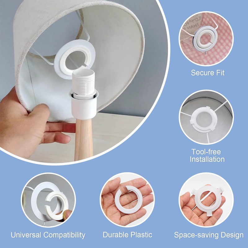 14 Pack Lamp Shade Reducer Ring White, Lamp Shade Adapter
