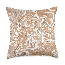 Mocha Mousse Fluid Paint Swirl Art Abstract Throw Pillow
