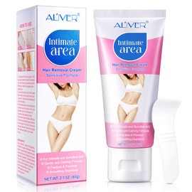 Intimate/Private Hair Removal Cream for Unwanted Hair in Underarms, Private Parts, Pubic & Bikini Area, Painless Flawless Depilatory Cream for Men Women, Sensitive Formula for All Skin Types, 2.1 Oz