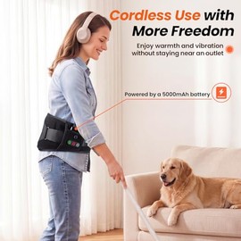 Comfytemp Cordless Heating Pad with Massager for Back with 3D Back Pad, FSA Eligible HSA FIR Portable Lower Back Massager, Rechargeable Heated Waist Belt with 3 Heat&Vibration, Fathers Day for Dad Men