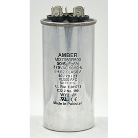 AMBER - 35+5 MFD 370 VAC - MI37050R350 - Round Dual 35 + 5 MFD 370V - Motor Run HVAC Capacitor ; Works with All Brands: Lennox; RHEEM; Trane; Carrier; GENTAQ; Titan PRO; Dayton; PROTECH