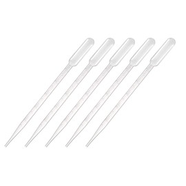 sourcing map Pack of 20 Plastic Disposable Pipettes, 5 ml, Transparent, Graduated Transfer Pipettes, 205 mm Length, Liquid Dropper for Laboratory