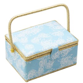 Large Sewing Basket with Accessories Sewing Organizer Box with Supplies DIY Sewing Kits for Adults,Blue Flower Pattern