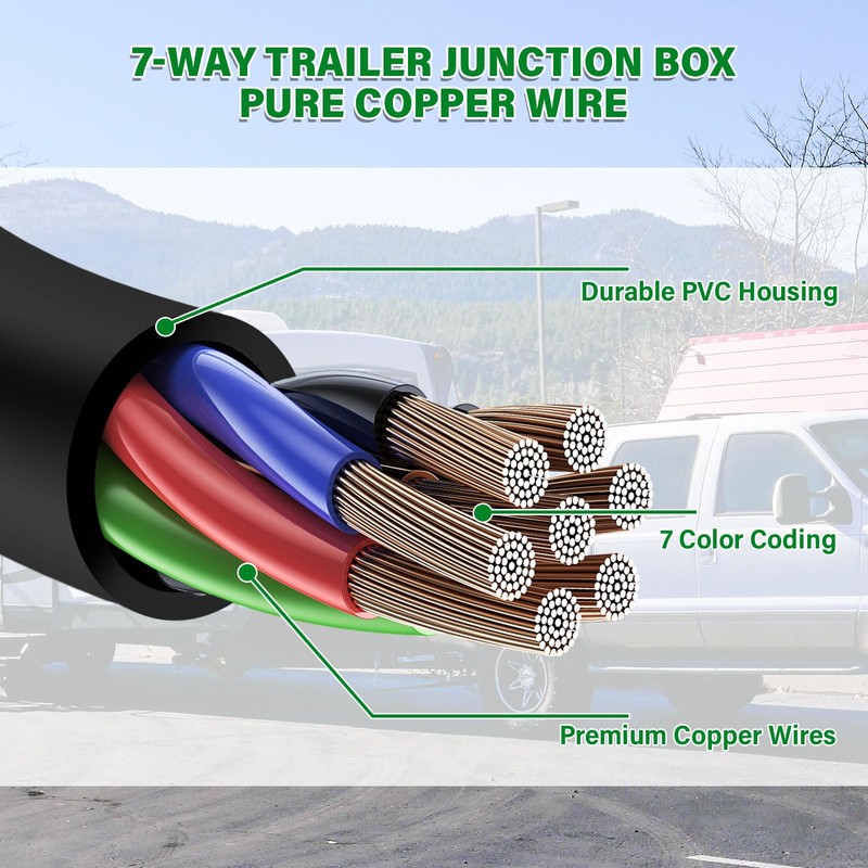 Anayguto 4 FT 7 Pin Trailer Wiring Harness with 7
