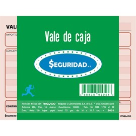 Vale de Caja/Papel Bond 75 grs. Paq. de 3 unidades.