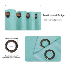 LORDTEX Linen Look Textured Blackout Curtains with Thermal Insulated Liner - Heavy Thick Grommet Window Drapes for Bedroom, 50 x 84 Inches, Seafoam, Set of 2 Panels