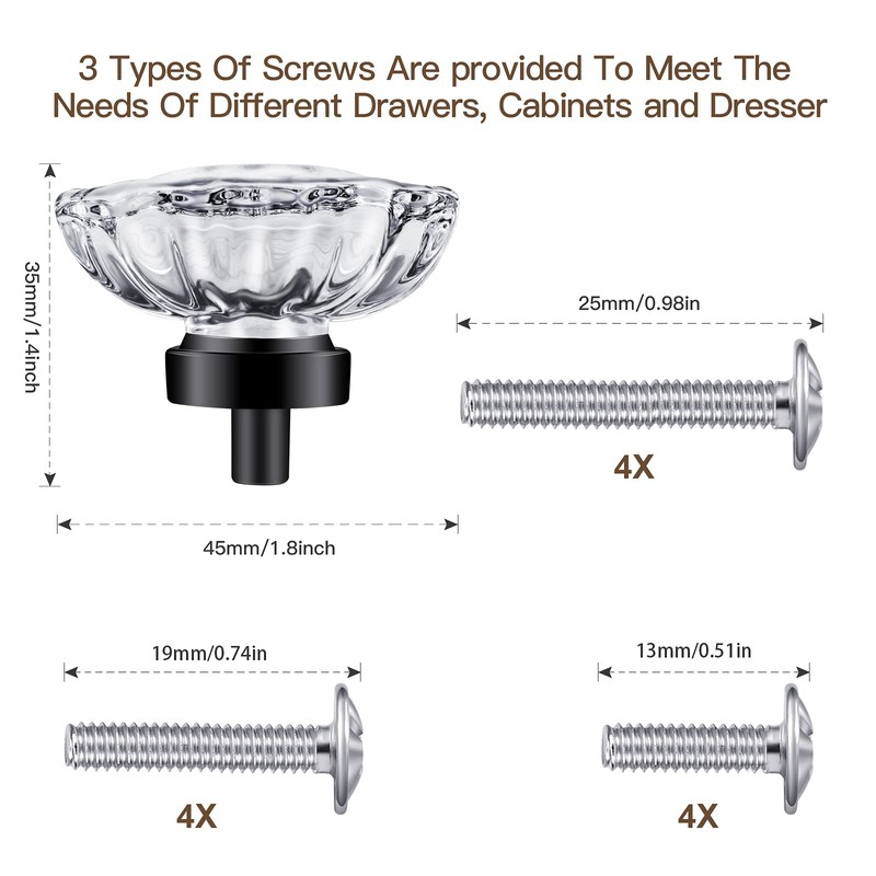 Glass Crystal knobs for Dresser Drawers Cabinet,Crystal Knobs Drawer Knobs