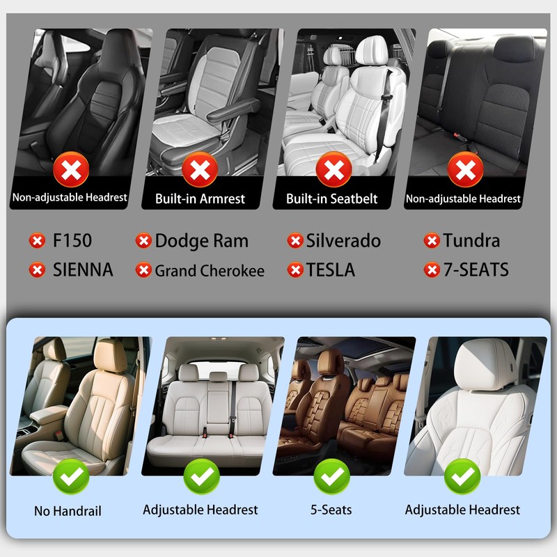 WENNFOUR Full Coverage Black Leather Car Seat Covers Full Set