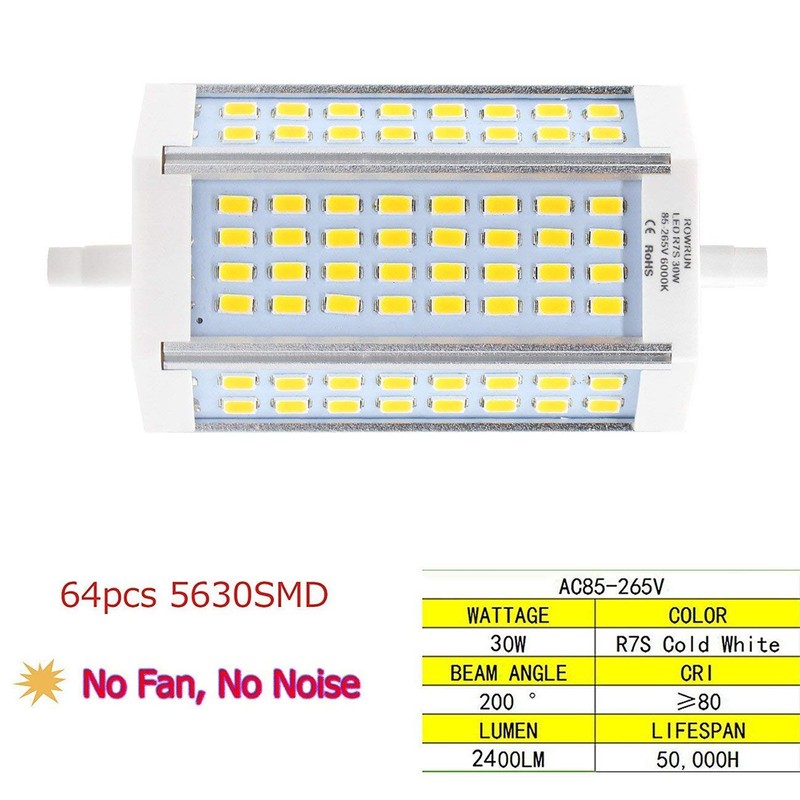 Rowrun 30W R7S J118 T3 LED Bulb Daylight White R7S