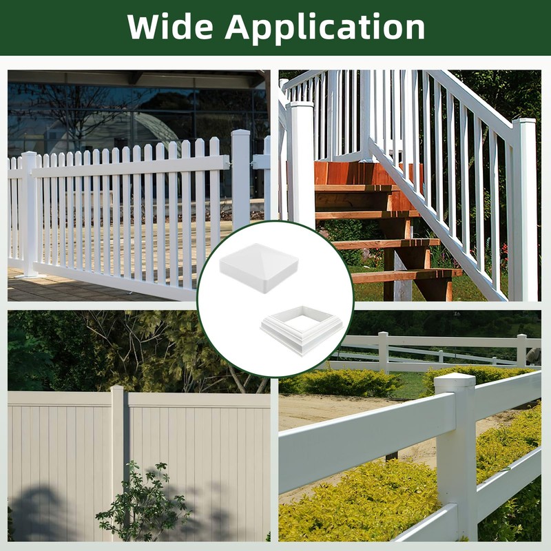5 x 5 Post Cap & Base Set, Vinyl Fence