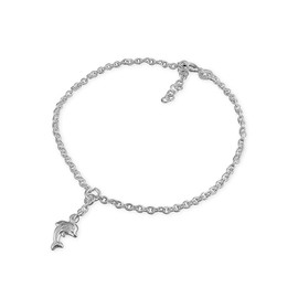Designer Inspirations Boutique 9.75 Inch Dolphin Charm On Chain Sterling Silver Anklet/Ankle Bracelet/Ankle Chain - 925 Sterling Silver - 9.75" Inch / 25 cm - Anklets for Women