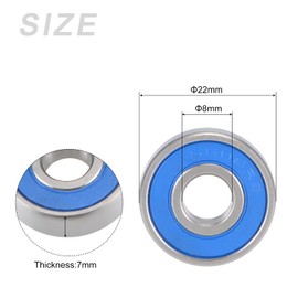 METALLIXITY Deep Groove Ball Bearings (S608-2RS, 8mm x 22mm x 7mm) 2Pcs, Stainless Steel Double Sealed Industrial Bearings - for Industrial Micro Motor