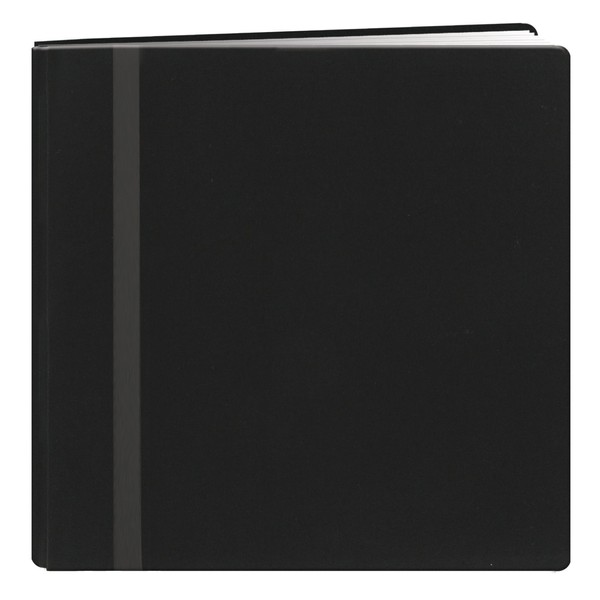 Pioneer 12 Inch by 12 Inch Snapload Fabric Cover with Ribbon Trim Memory Book, Black