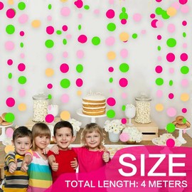 SSuirk 52ft Hawaiian Tropical Jungle Beach Party Decorations - Hot Pink, Green, Yellow Paper Garland Streamer for Aloha Birthday, Baby Shower, Summer Pool Party - Hanging Luau Decor Supplies