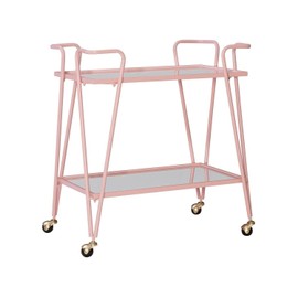 Linon Pink Mid-Century Bar Cart