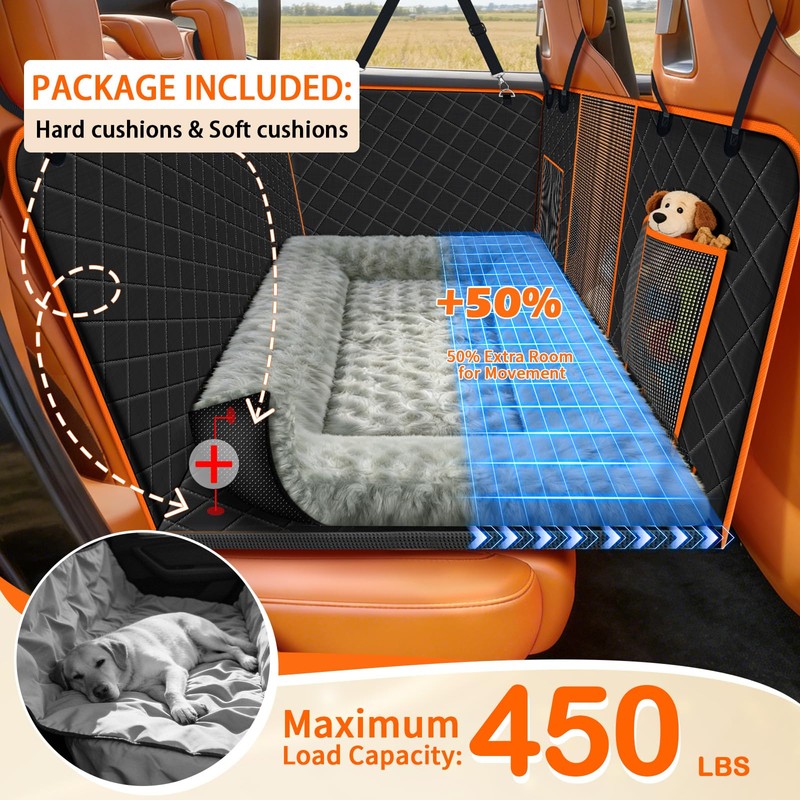 TNELTUEB Dog Car Seat Cover with Bed Mat, Back Seat