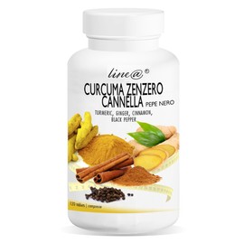 CURCUMA ZENZERO CANNELLA e pepe nero Line@ | Aiuta a mantenere una normale digestione, antiossidante, mantiene una normale funzione articolare ed elimina il gonfiore (120)