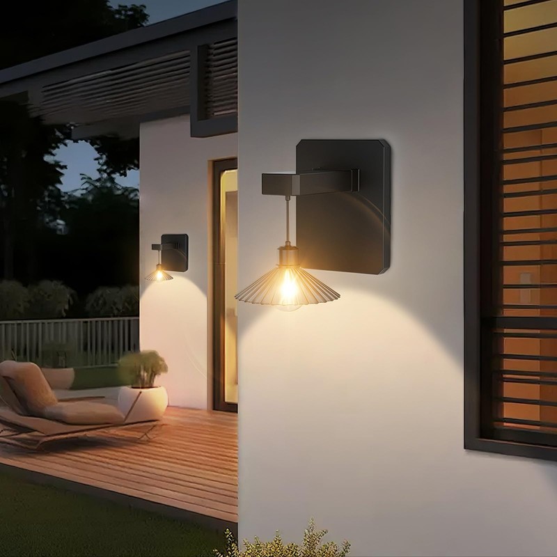 Ofenrd Outdoor Solar Powered Wall Light with Bulb Dusk to