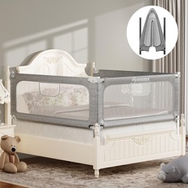 Bed Rail for Toddlers, 2 Minutes Quick Assembly Foldable Bed Rails for Queen, King, Full, Twin Size Bed, Bed Rail Guard with Steady U-Shape Base for Toddlers, Baby, Kids (Grizzly,1 Piece, 54.1")