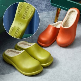 Versatile Crossover EVA Slippers (Indoor & Outdoor) Fleece-Lined Slippers Black/S (230)