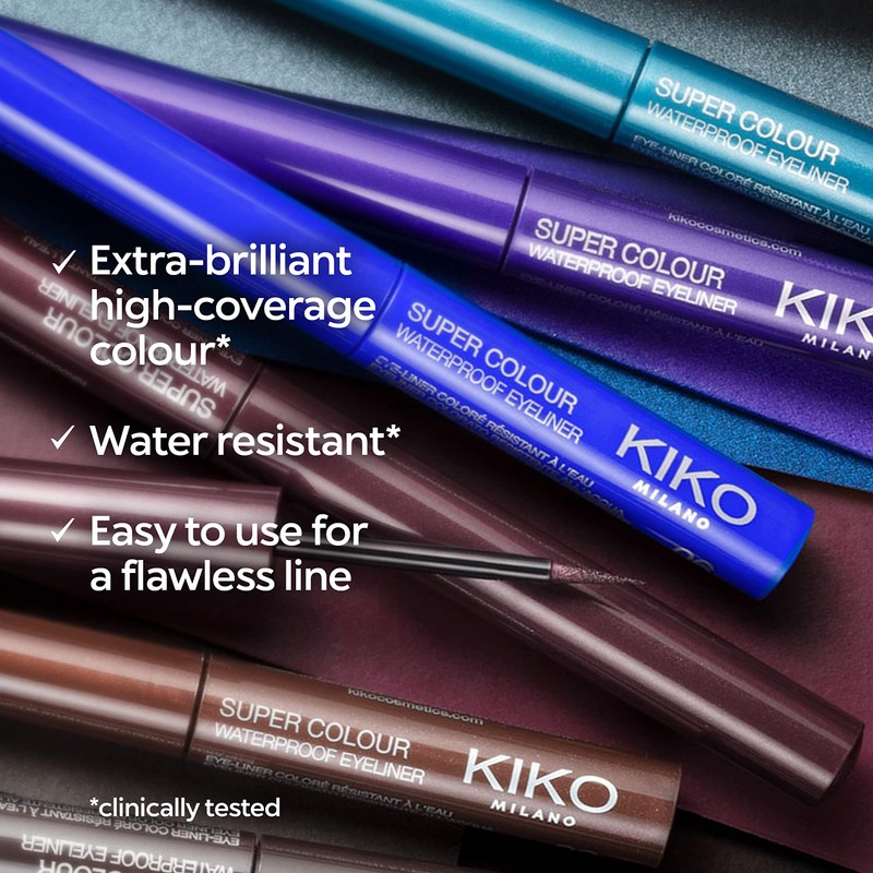 KIKO Milano Super Colour Waterproof Eyeliner 01, Waterproof, Particularly Opaque,