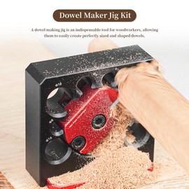Dowel Maker Jig Kit, Metric 8mm to 20mm Adjustable Dowel Maker Jig, 8 Hole Electric Drill Milling Solid Wood Round Rod Auxiliary Tool, for Wooden Rods Sticks Woodworking