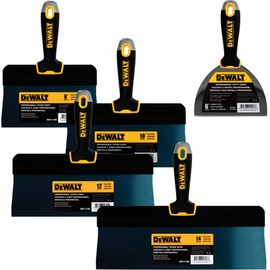 DEWALT Blue Steel Big Back Taping Knife 4-Pack + Free Bonus 6" Soft Grip Putty Knife | 8/10/12/14-Inches | Soft Grip Handles | DXTT-3-161