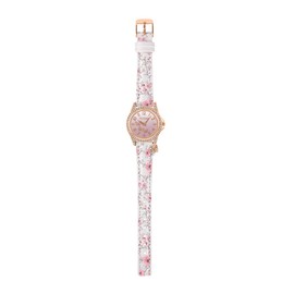 Tikkers Rose Gold Case Flower Printed Butterfly Charm Watch - NTK0029