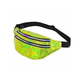 QHFlashbuy Bum Bag Fashion Women Men Glitter Sport PU Leather Waterproof Reflective Waist Bag with Adjustable Strap Fashion Metallic Bum Bag for Festival, Party, Sports (Green, Green, fashions